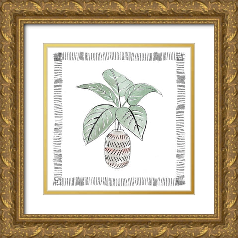 Zebra Plant Gold Ornate Wood Framed Art Print with Double Matting by Tava Studios