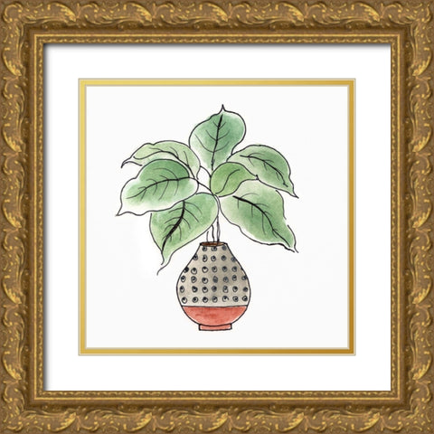 Boho Greenery I Gold Ornate Wood Framed Art Print with Double Matting by Tava Studios