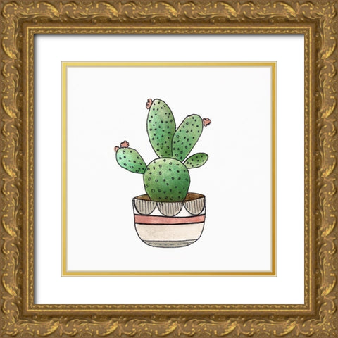 Boho Greenery III Gold Ornate Wood Framed Art Print with Double Matting by Tava Studios