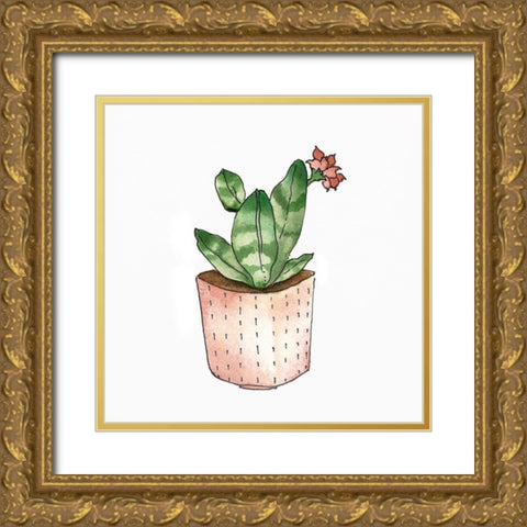 Boho Greenery IV Gold Ornate Wood Framed Art Print with Double Matting by Tava Studios