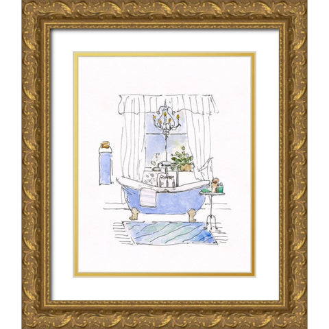 Sketchy Bath I Gold Ornate Wood Framed Art Print with Double Matting by Swatland, Sally