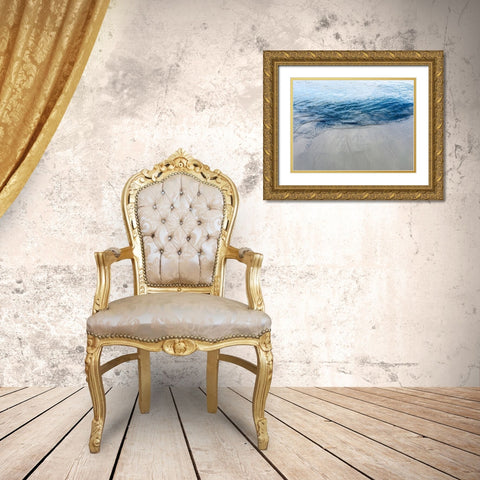Aegean Blue Water Gold Ornate Wood Framed Art Print with Double Matting by Nan