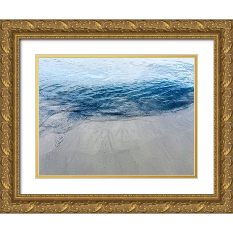 Aegean Blue Water Gold Ornate Wood Framed Art Print with Double Matting by Nan