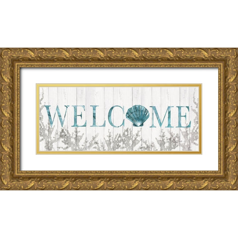 Welcome Shell Gold Ornate Wood Framed Art Print with Double Matting by Robinson, Carol