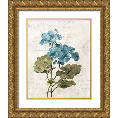 Linen Geranium Gold Ornate Wood Framed Art Print with Double Matting by Robinson, Carol