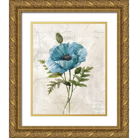 Linen Poppy Gold Ornate Wood Framed Art Print with Double Matting by Robinson, Carol
