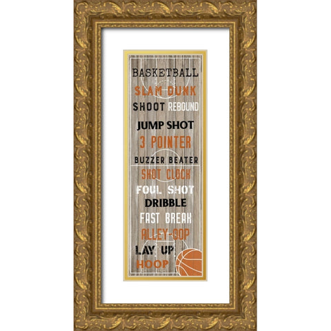 Basketball Gold Ornate Wood Framed Art Print with Double Matting by Carpentieri, Natalie
