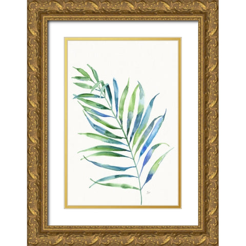 Aqua Fond II Gold Ornate Wood Framed Art Print with Double Matting by Nan