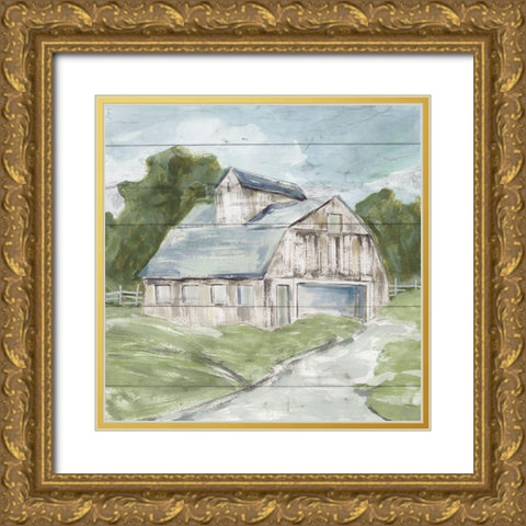 Soft Summer Barn Gold Ornate Wood Framed Art Print with Double Matting by Robinson, Carol