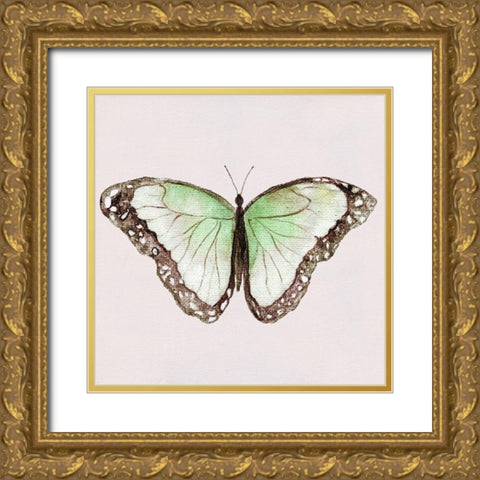 Emerald Butterfly I Gold Ornate Wood Framed Art Print with Double Matting by Tava Studios