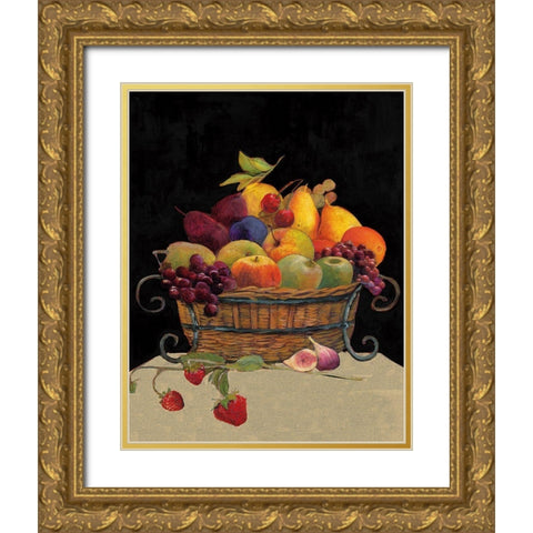 Fruit Basket I Gold Ornate Wood Framed Art Print with Double Matting by Olson, Charlene