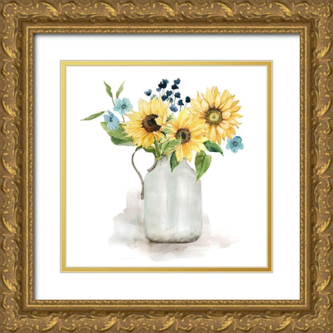 Sunflower Day I Gold Ornate Wood Framed Art Print with Double Matting by Finn, Livi