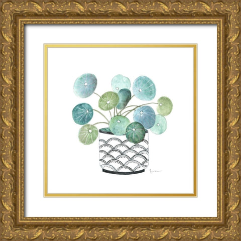 Modern Botany Blue II Gold Ornate Wood Framed Art Print with Double Matting by Tava Studios