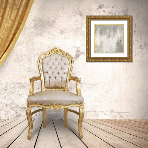 Misty Abstract Gold Ornate Wood Framed Art Print with Double Matting by Tava Studios