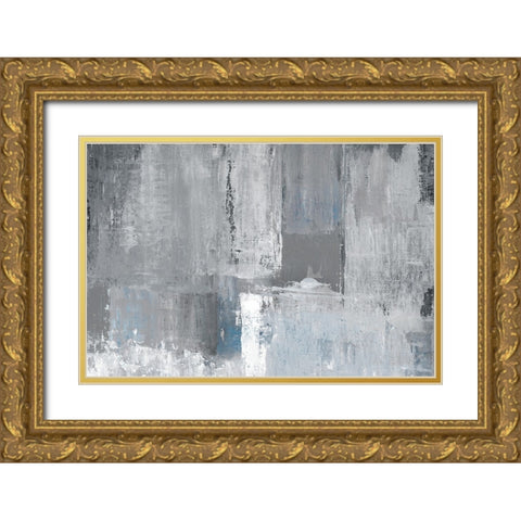 Tranquil Blues Gold Ornate Wood Framed Art Print with Double Matting by Tava Studios