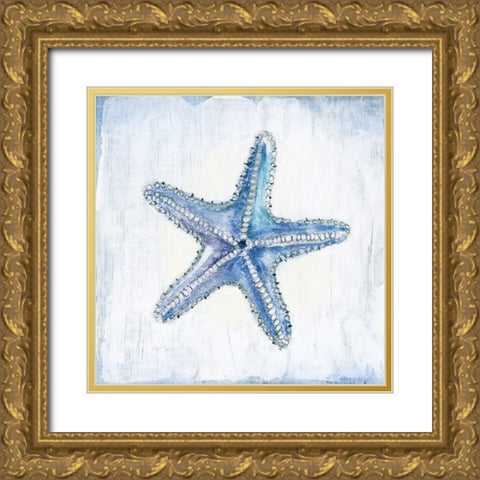 Blue Shell III Gold Ornate Wood Framed Art Print with Double Matting by Tava Studios
