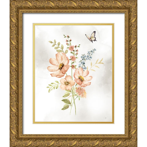 Summer Arrangement II Gold Ornate Wood Framed Art Print with Double Matting by Nan