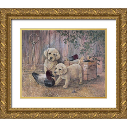 Grandpas Decoys Gold Ornate Wood Framed Art Print with Double Matting by Manning, Ruane