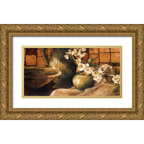 Tiled Still Life I Gold Ornate Wood Framed Art Print with Double Matting by Thompson, Linda