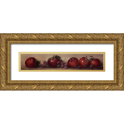 Apples and Grapes Gold Ornate Wood Framed Art Print with Double Matting by Levin, Judith