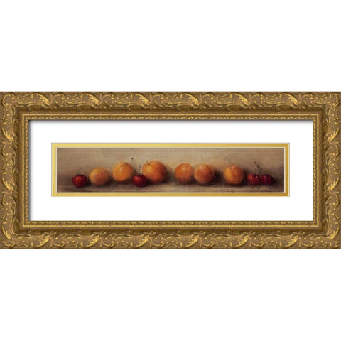 Apricots and Cherries Gold Ornate Wood Framed Art Print with Double Matting by Levin, Judith