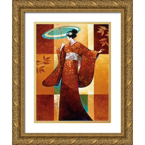 Misaki Gold Ornate Wood Framed Art Print with Double Matting by Mallett, Keith