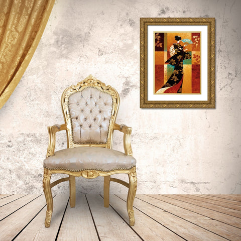 Sakura Gold Ornate Wood Framed Art Print with Double Matting by Mallett, Keith