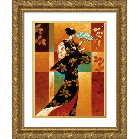 Sakura Gold Ornate Wood Framed Art Print with Double Matting by Mallett, Keith