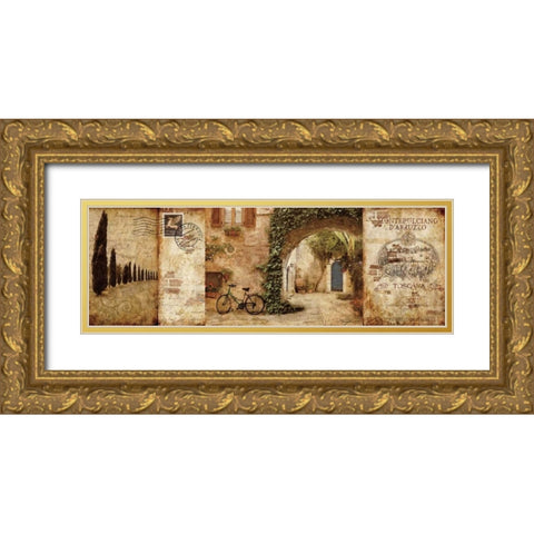 Tuscan Courtyard Gold Ornate Wood Framed Art Print with Double Matting by Mallett, Keith