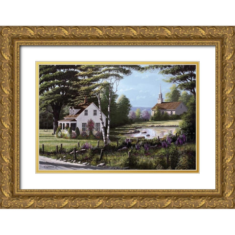 Wildflowers Gold Ornate Wood Framed Art Print with Double Matting by Saunders, Bill