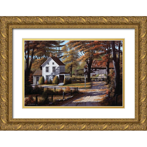 Rustling Leaves Gold Ornate Wood Framed Art Print with Double Matting by Saunders, Bill