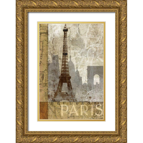 April in Paris Gold Ornate Wood Framed Art Print with Double Matting by Mallett, Keith