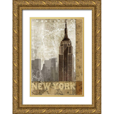 Autumn in New York Gold Ornate Wood Framed Art Print with Double Matting by Mallett, Keith