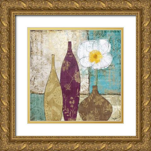 Le Pavot Blanc Gold Ornate Wood Framed Art Print with Double Matting by Mallett, Keith