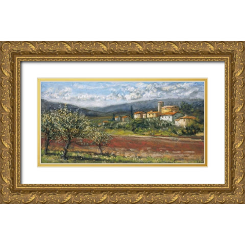 Hillside Olives Gold Ornate Wood Framed Art Print with Double Matting by Surridge, Malcolm