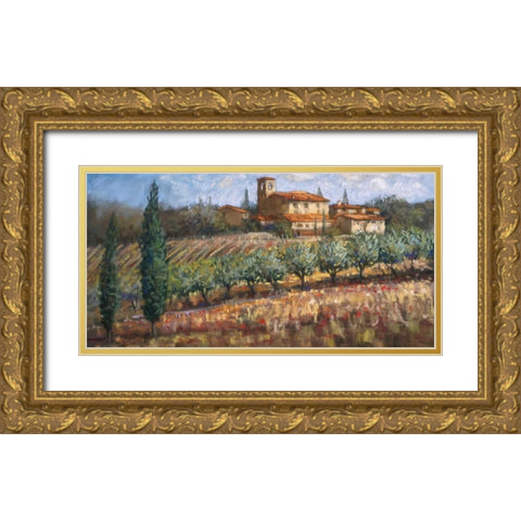 Tuscan Olives Gold Ornate Wood Framed Art Print with Double Matting by Surridge, Malcolm
