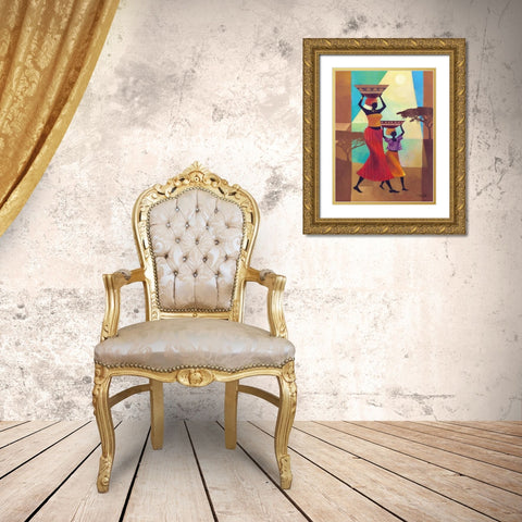 Mothers Helper Gold Ornate Wood Framed Art Print with Double Matting by Mallett, Keith