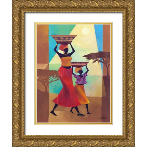 Mothers Helper Gold Ornate Wood Framed Art Print with Double Matting by Mallett, Keith