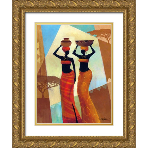 Sisters Gold Ornate Wood Framed Art Print with Double Matting by Mallett, Keith