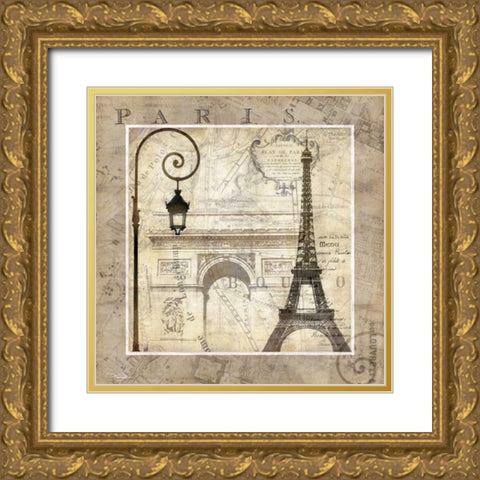 Paris Holiday Gold Ornate Wood Framed Art Print with Double Matting by Mallett, Keith