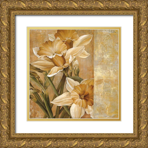 Champagne Daffodils I Gold Ornate Wood Framed Art Print with Double Matting by Thompson, Linda