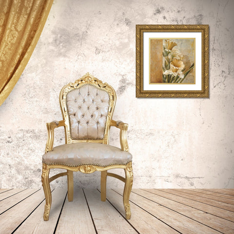 Champagne Daffodils II Gold Ornate Wood Framed Art Print with Double Matting by Thompson, Linda