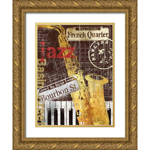Nawlins Gold Ornate Wood Framed Art Print with Double Matting by Mallett, Keith
