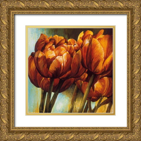 Floral Radiance I Gold Ornate Wood Framed Art Print with Double Matting by Thompson, Linda