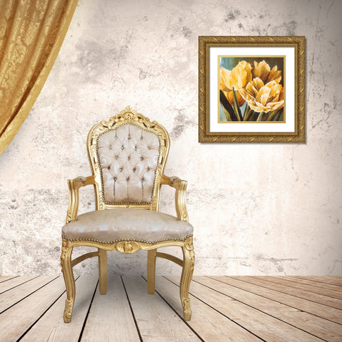 Floral Radiance II Gold Ornate Wood Framed Art Print with Double Matting by Thompson, Linda