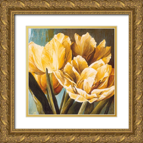 Floral Radiance II Gold Ornate Wood Framed Art Print with Double Matting by Thompson, Linda