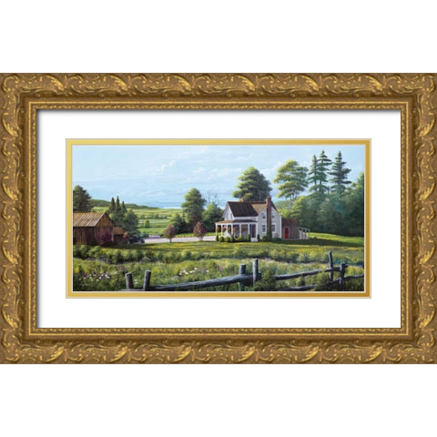 Hanging Basket Gold Ornate Wood Framed Art Print with Double Matting by Saunders, Bill