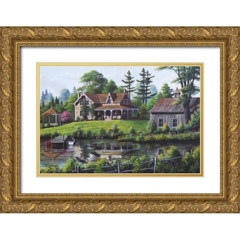 Reflections of Spring Gold Ornate Wood Framed Art Print with Double Matting by Saunders, Bill
