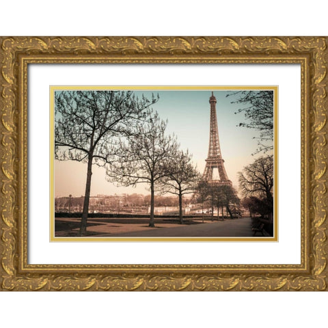 Remembering Paris Gold Ornate Wood Framed Art Print with Double Matting by Frank, Assaf