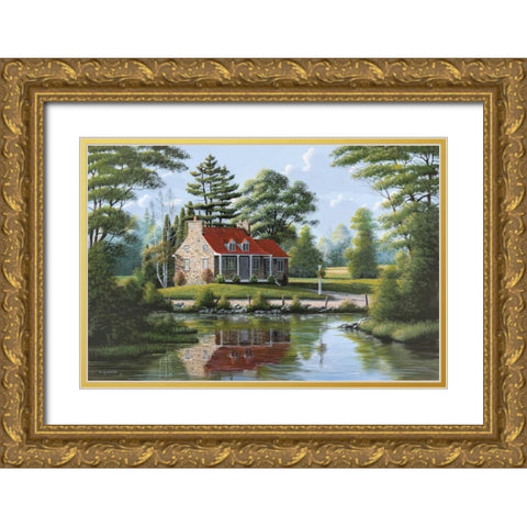 Summer Breeze Gold Ornate Wood Framed Art Print with Double Matting by Saunders, Bill